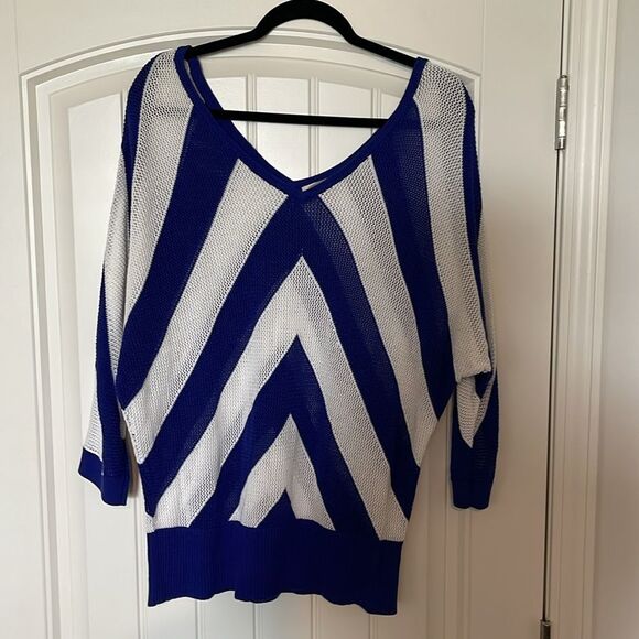 Blue and White Striped Sweater - Picture 4 of 4